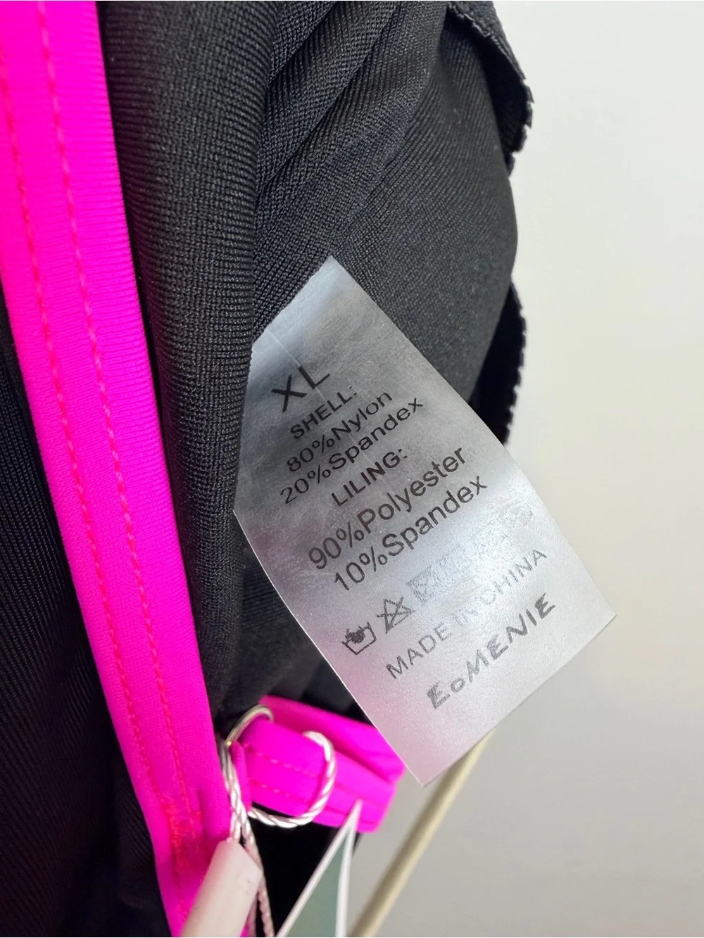 Eomenie‎ One Piece Swimsuit XL Black Pink Ruched Tummy Control NWT
